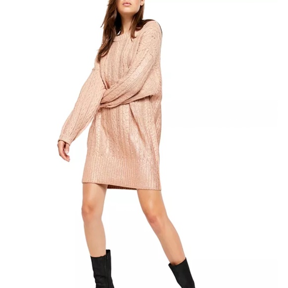 New Free People Good As Gold Sweater Dress size XS - Picture 1 of 10